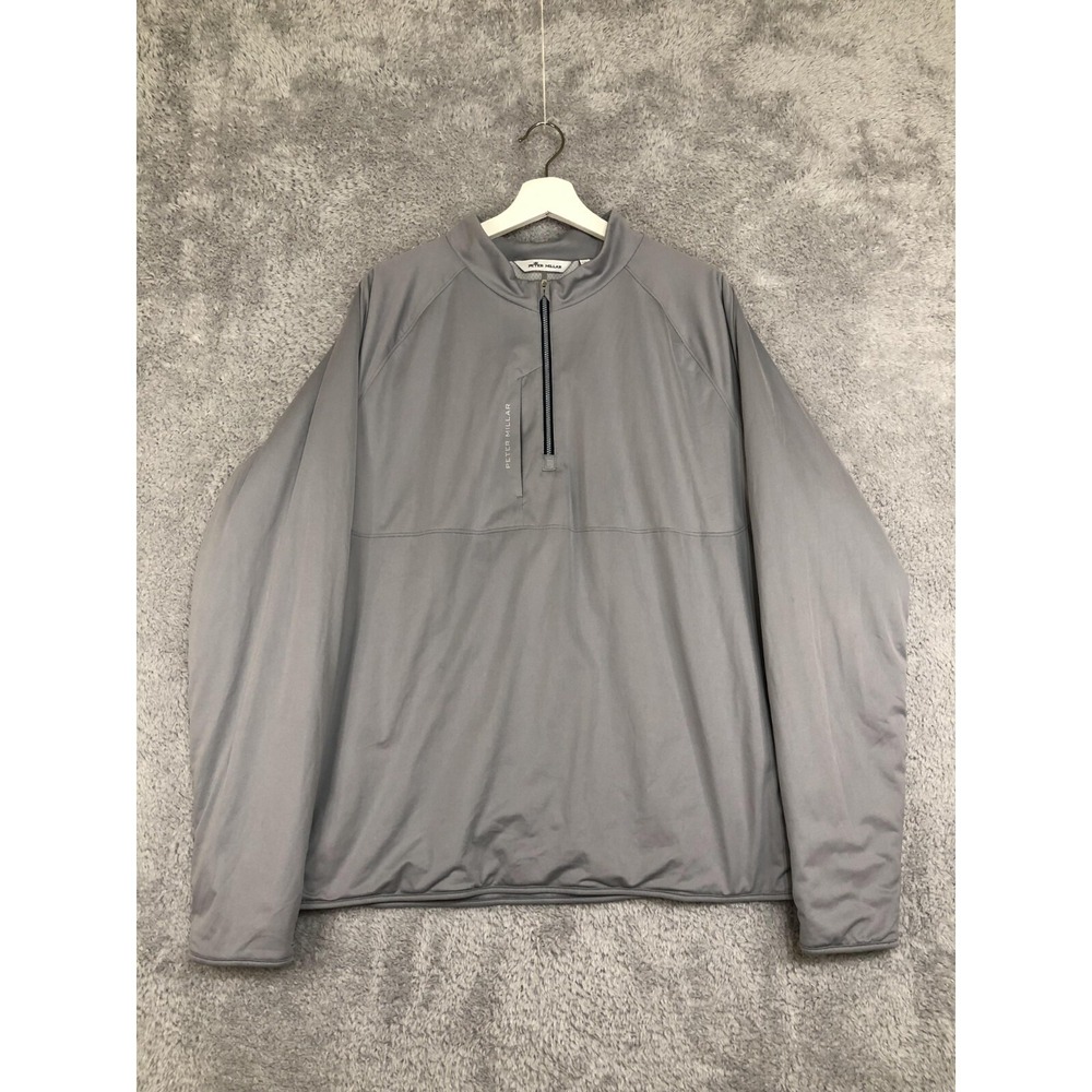 PETER MILLAR Sweater Mens XXL Gray Thermal Flow Insulated Quarter Zip